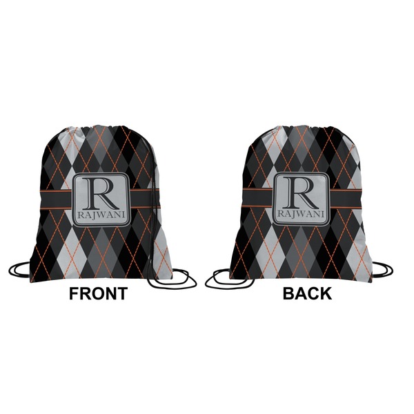 Modern Chic Argyle Drawstring Backpack Front & Back Small