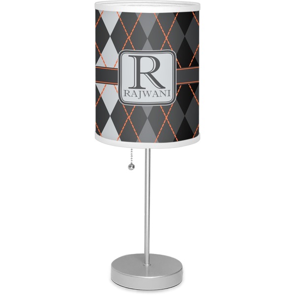 Custom Modern Chic Argyle 7" Drum Lamp with Shade Linen (Personalized)