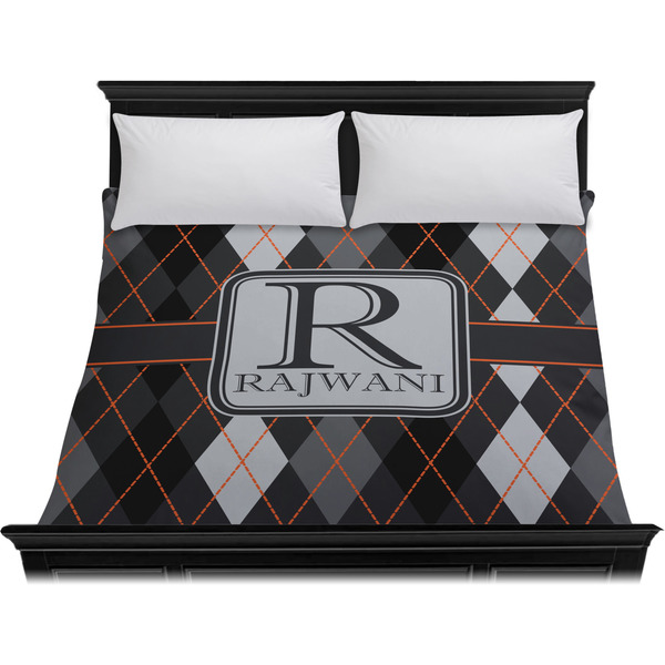 Modern Chic Argyle Duvet Cover - King - On Bed - No Prop