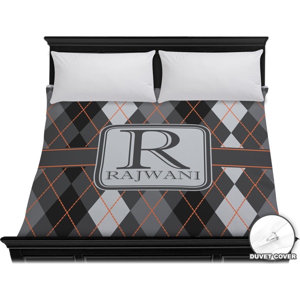 Custom Modern Chic Argyle Duvet Cover - King (Personalized)