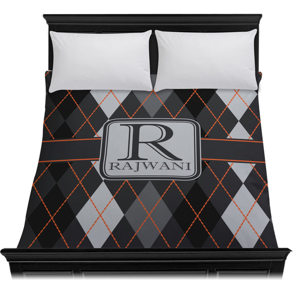 Modern Chic Argyle Duvet Cover - Queen - On Bed - No Prop