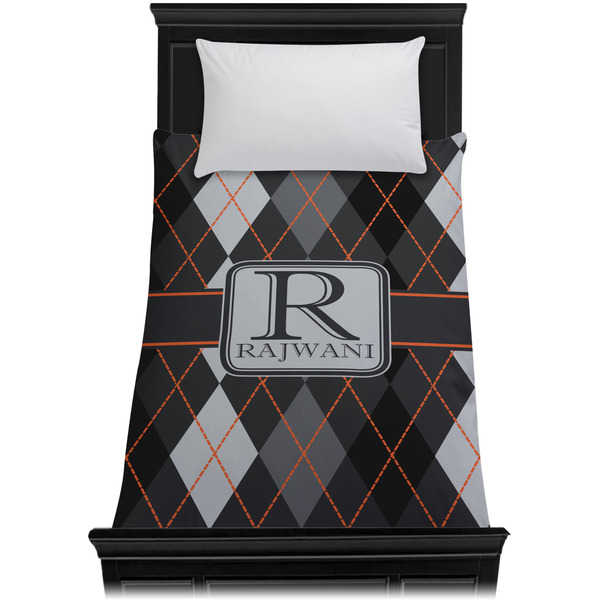 Modern Chic Argyle Duvet Cover - Twin - On Bed - No Prop