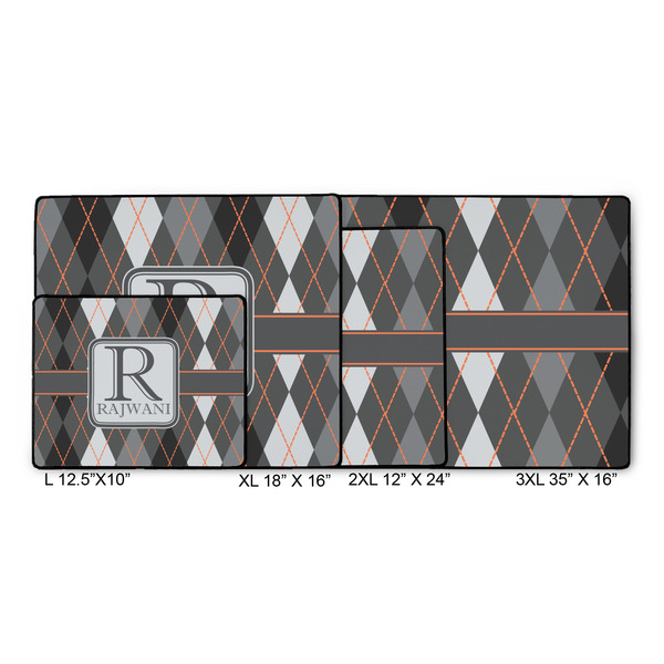 Modern Chic Argyle Gaming Mats - SIZE CHART