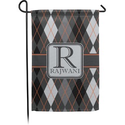 Modern Chic Argyle Small Garden Flag - Double Sided w/ Name and Initial