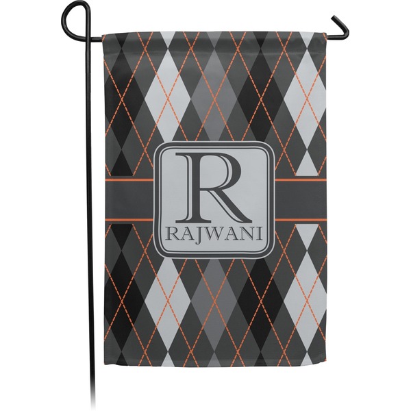 Custom Modern Chic Argyle Small Garden Flag - Double Sided w/ Name and Initial