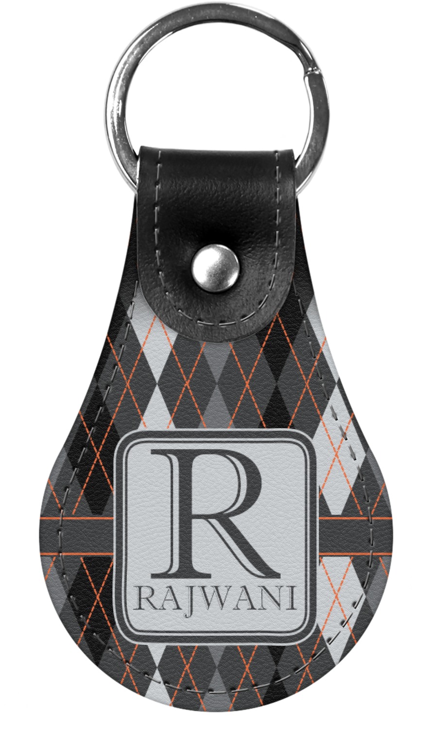 Modern Chic Argyle Genuine Leather Keychain (Personalized) YouCustomizeIt