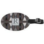 Modern Chic Argyle Genuine Leather Oval Luggage Tag (Personalized)