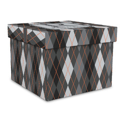 Modern Chic Argyle Gift Box with Lid - Canvas Wrapped - Large (Personalized)