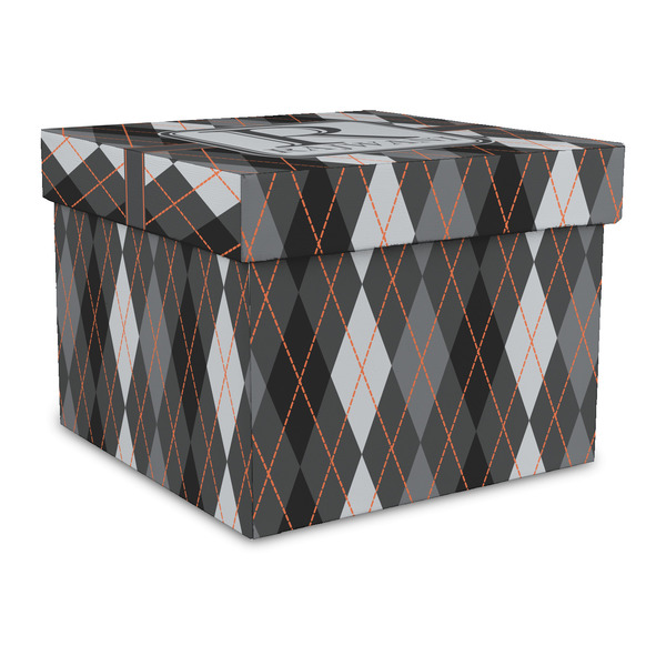 Custom Modern Chic Argyle Gift Box with Lid - Canvas Wrapped - Large (Personalized)