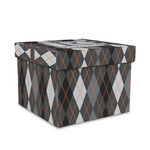 Modern Chic Argyle Gift Box with Lid - Canvas Wrapped - Medium (Personalized)