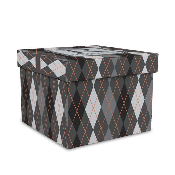 Custom Modern Chic Argyle Gift Box with Lid - Canvas Wrapped - Medium (Personalized)