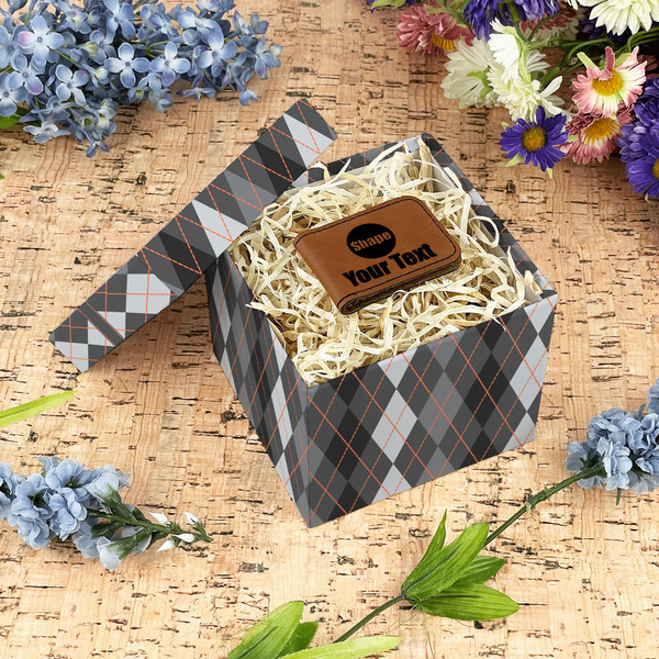 Modern Chic Argyle Gift Boxes with Lid - Canvas Wrapped - Small - In Context