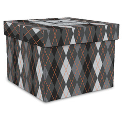Modern Chic Argyle Gift Box with Lid - Canvas Wrapped - X-Large (Personalized)