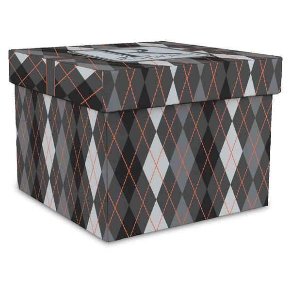 Custom Modern Chic Argyle Gift Box with Lid - Canvas Wrapped - X-Large (Personalized)