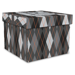 Modern Chic Argyle Gift Box with Lid - Canvas Wrapped - XX-Large (Personalized)
