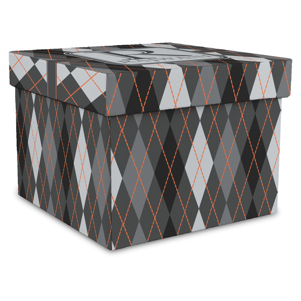 Custom Modern Chic Argyle Gift Box with Lid - Canvas Wrapped - XX-Large (Personalized)