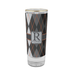 Modern Chic Argyle 2 oz Shot Glass - Glass with Gold Rim (Personalized)