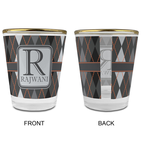 Modern Chic Argyle Glass Shot Glass - with gold rim - APPROVAL