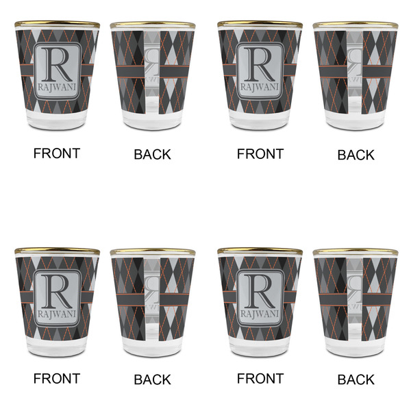 Modern Chic Argyle Glass Shot Glass - with gold rim - Set of 4 - APPROVAL