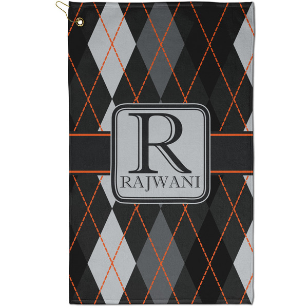 Custom Modern Chic Argyle Golf Towel - Poly-Cotton Blend - Small w/ Name and Initial