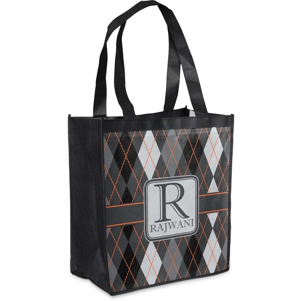 Custom Modern Chic Argyle Grocery Bag (Personalized)