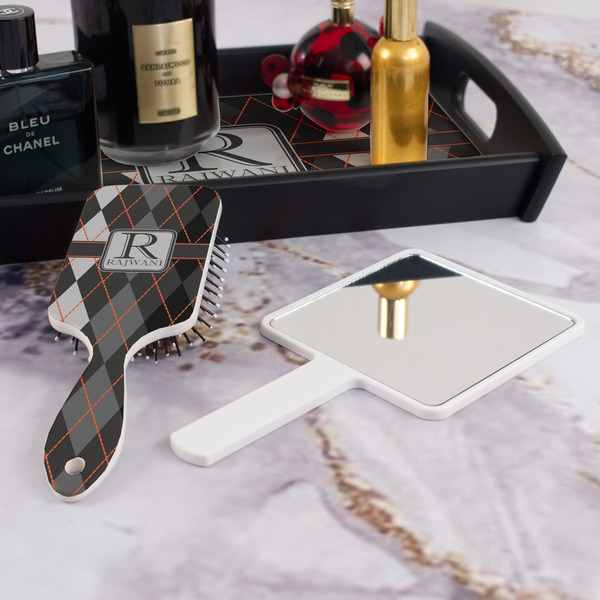 Modern Chic Argyle Hair Brush - With Hand Mirror