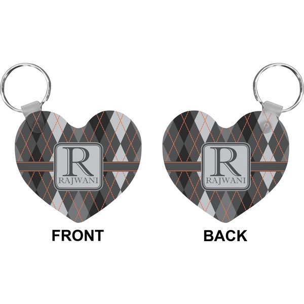 Modern Chic Argyle Heart Keychain (Front + Back)