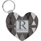 Modern Chic Argyle Heart Plastic Keychain w/ Name and Initial