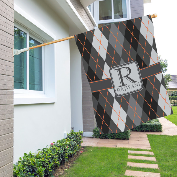 Modern Chic Argyle House Flags - Double Sided - LIFESTYLE