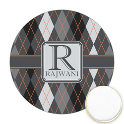 Modern Chic Argyle Printed Cookie Topper - Round (Personalized)