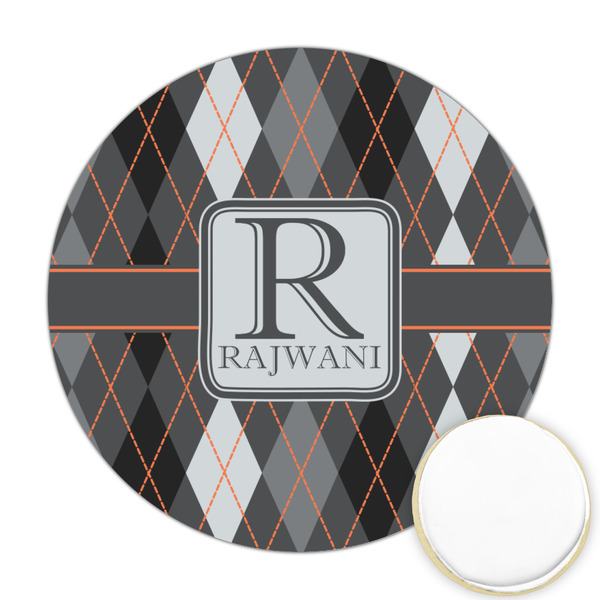 Custom Modern Chic Argyle Printed Cookie Topper - Round (Personalized)