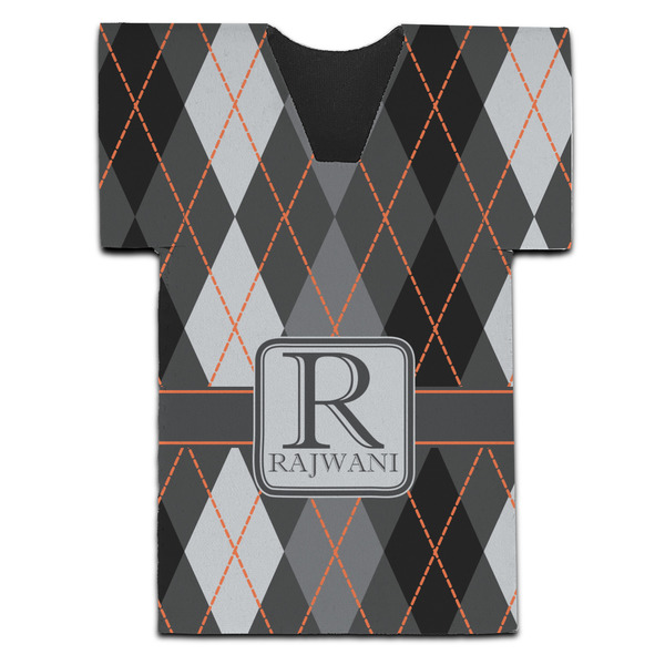 Custom Modern Chic Argyle Jersey Bottle Cooler (Personalized)