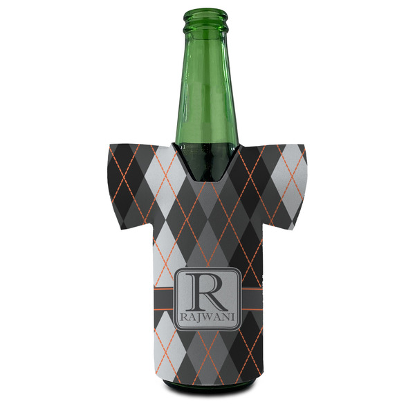 Modern Chic Argyle Jersey Bottle Cooler - Set of 4 - FRONT (on bottle)