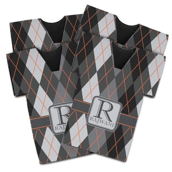 Custom Modern Chic Argyle Jersey Bottle Cooler - Set of 4 (Personalized)