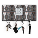 Modern Chic Argyle Key Hanger w/ 4 Hooks w/ Name and Initial