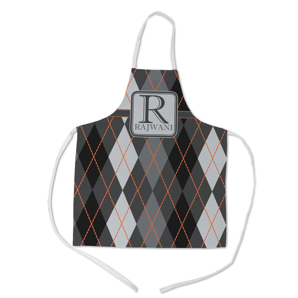 Custom Modern Chic Argyle Kid's Apron w/ Name and Initial