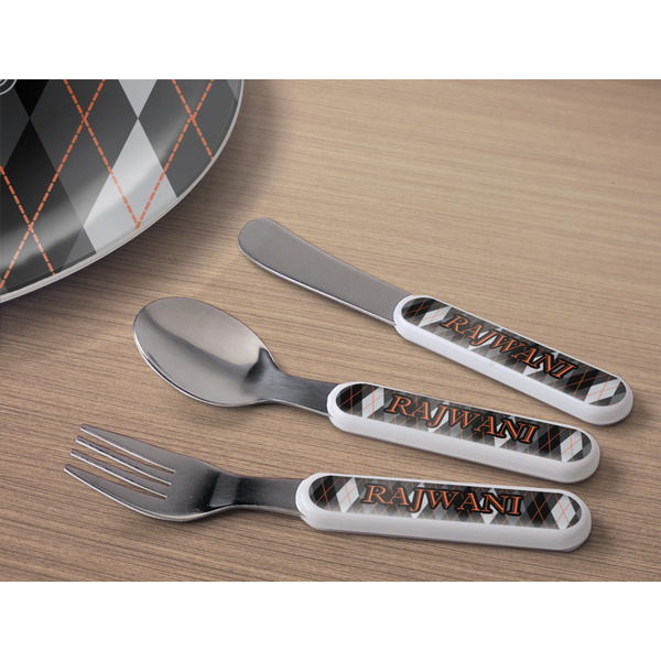 Modern Chic Argyle Kids Flatware w/ Plate