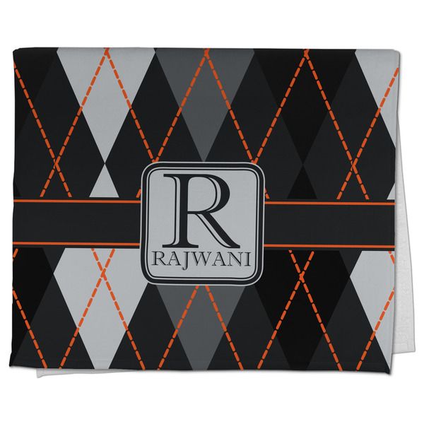 Custom Modern Chic Argyle Kitchen Towel - Poly Cotton w/ Name and Initial