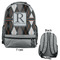 Modern Chic Argyle Large Backpack - Gray - Front & Back View