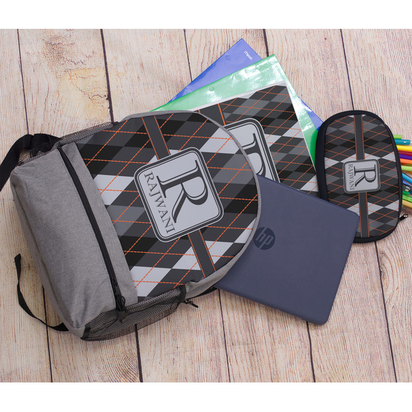 Modern Chic Argyle Large Backpack - Gray - With Stuff