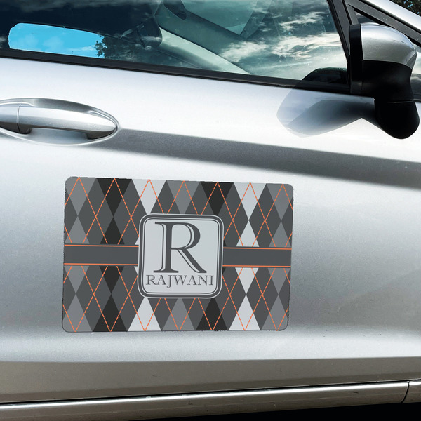 Modern Chic Argyle Large Rectangle Car Magnets- In Context
