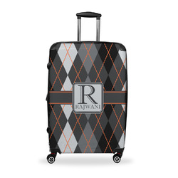 Modern Chic Argyle Suitcase - 28" Large - Checked w/ Name and Initial