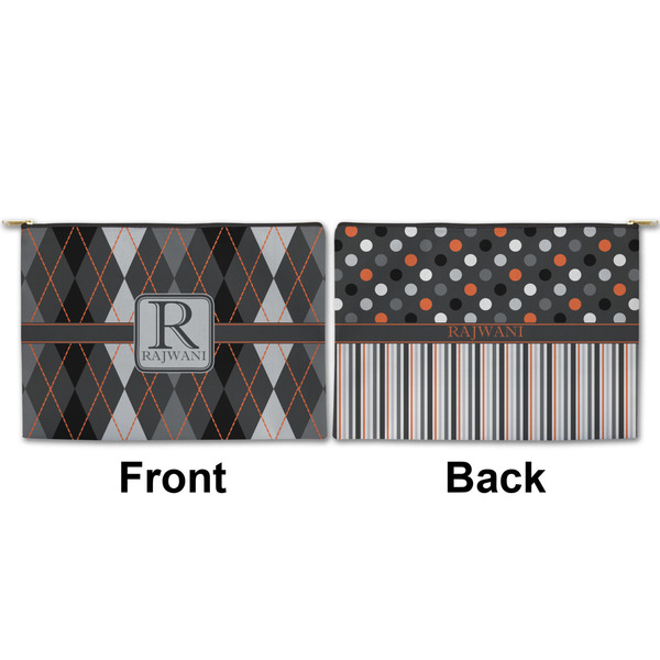 Modern Chic Argyle Large Zipper Pouch Approval (Front and Back)