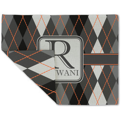 Modern Chic Argyle Double-Sided Linen Placemat - Single w/ Name and Initial