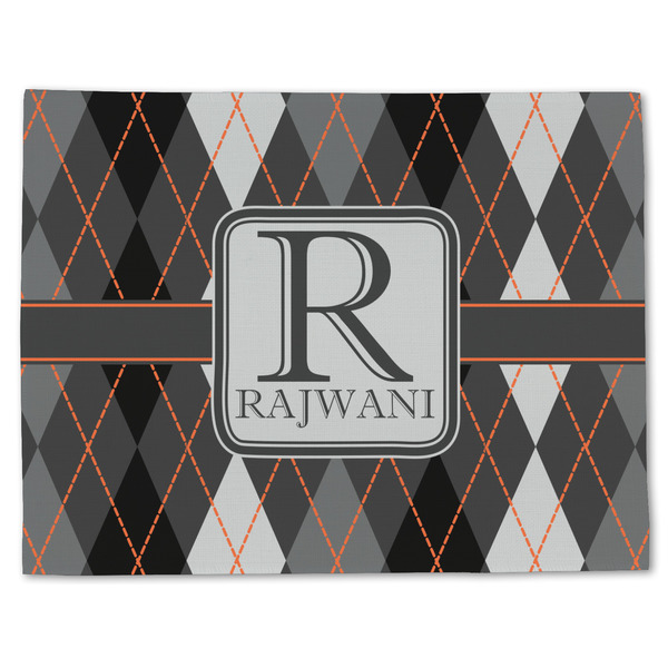 Custom Modern Chic Argyle Single-Sided Linen Placemat - Single w/ Name and Initial