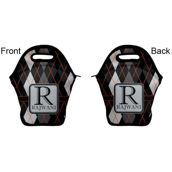 Modern Chic Argyle Lunch Bag - Front and Back