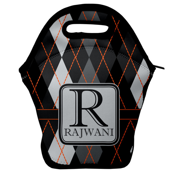Custom Modern Chic Argyle Lunch Bag w/ Name and Initial