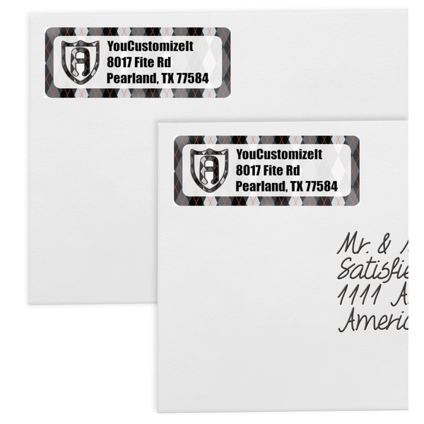 Modern Chic Argyle Mailing Labels - Double Stack Close Up