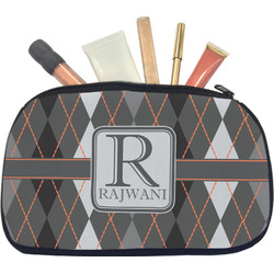 Modern Chic Argyle Makeup / Cosmetic Bag - Medium (Personalized)