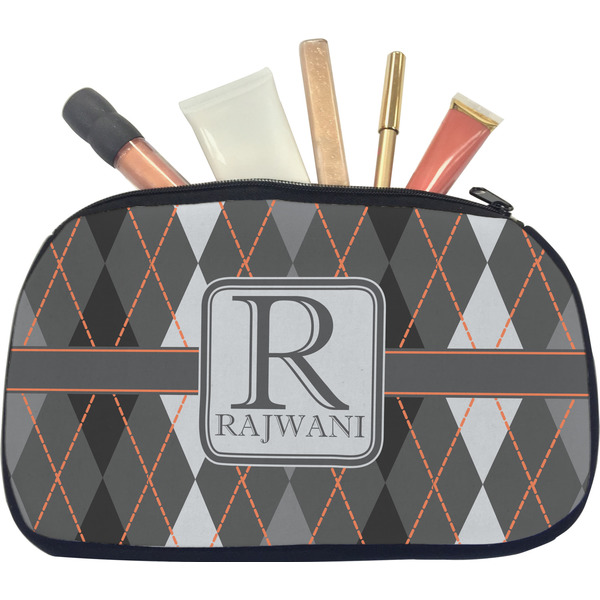 Custom Modern Chic Argyle Makeup / Cosmetic Bag - Medium (Personalized)
